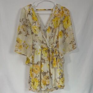 Charlotte Russe Yellow Floral Wrap Dress